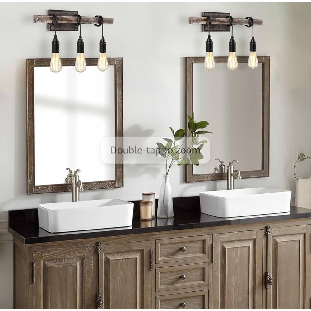 1 Betisa 3-light Antique Black/Gray and Faux Wood Grain Finish